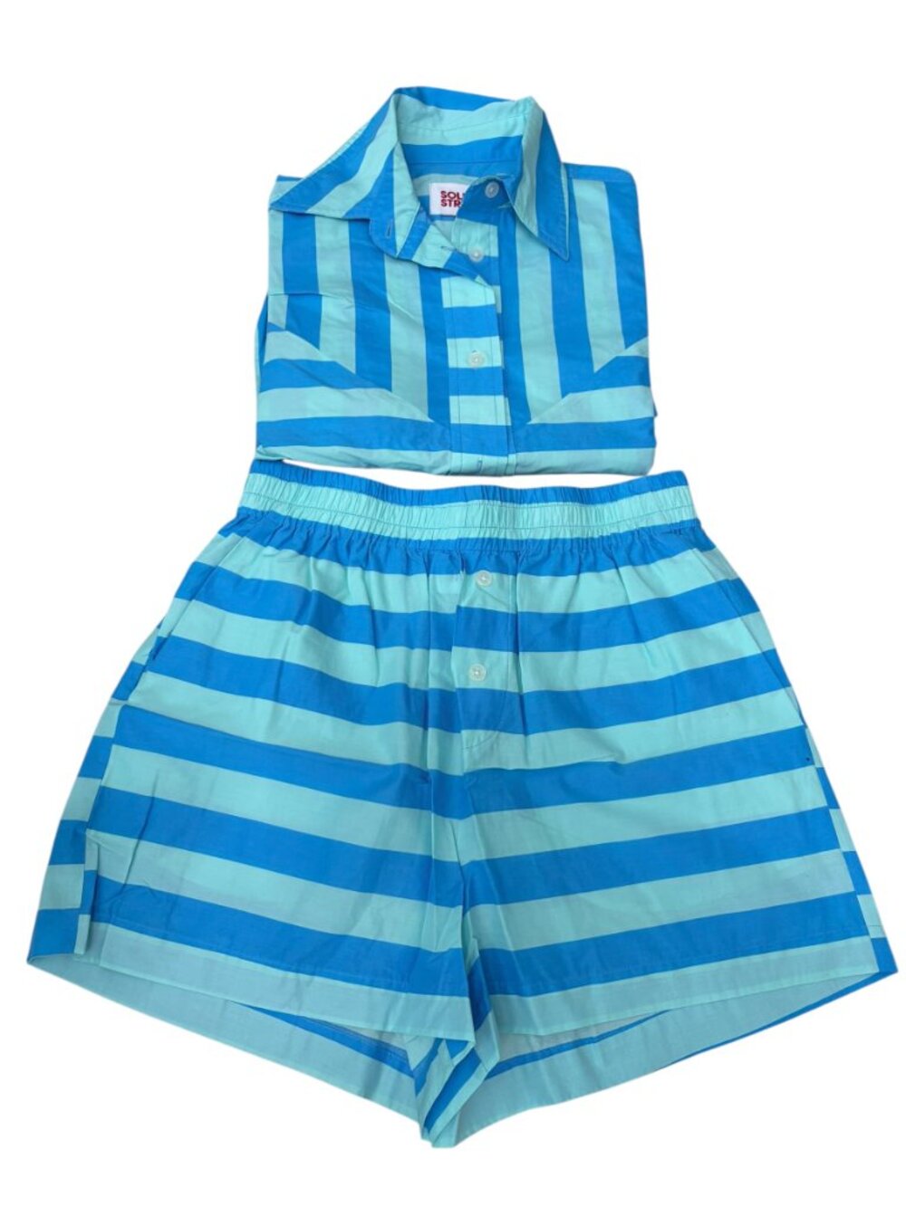 Solid & Striped LEXY BOXER Shorts & ARLETTE Shirt in Oxford Stripe sz: XS NWOT - Picture 3 of 13